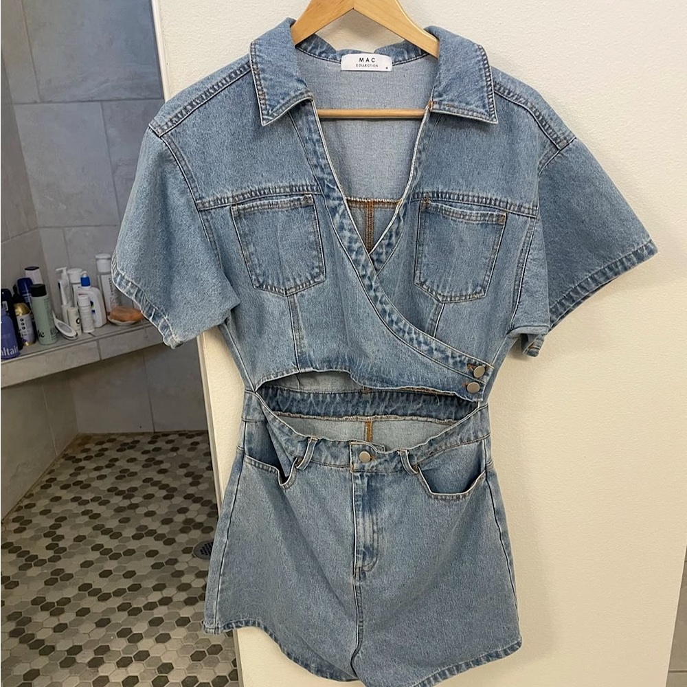 Denim Cutout Romper